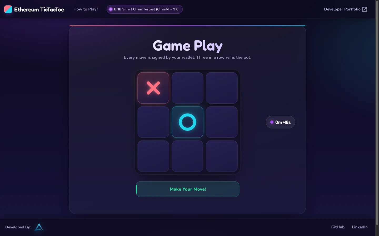 Ethereum TicTacToe screenshot